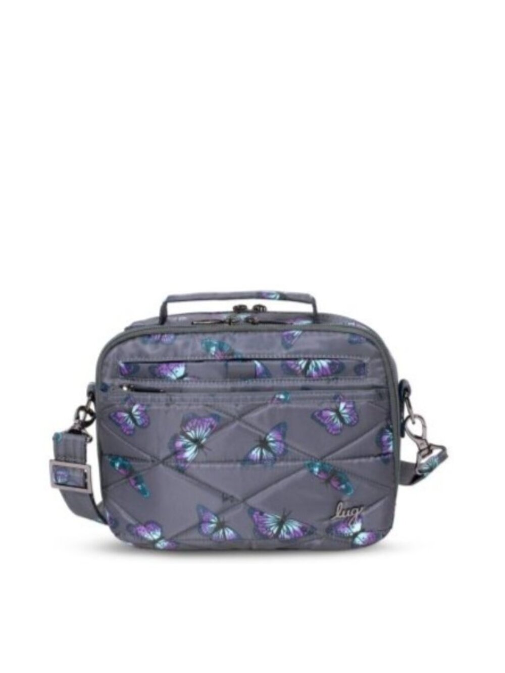 Lug Roundabout XL Butterfly Grey Convertible Crossbody Wallet, Unisex with Dual-